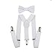 AWAYTR Child Kids Suspenders Bowtie Set - Adjustable Suspender Set for Boys and Girls(25Inches (5 Months to 6 Years ),White)