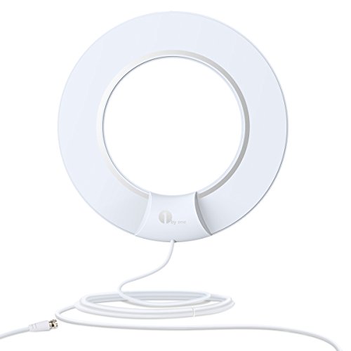 1Byone 35 Miles Super Thin Hdtv Antenna Omni-Directional Tv Antenna With Included Stand And 10 Feet High Performance Coaxial Cable - White/Black (6970323131542)