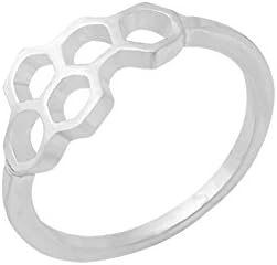 Sterling Silver Geometric Hexagonal Honeycomb RingsSilver