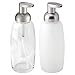 mDesign Refillable Glass Foaming Hand Soap Dispenser - Foam Soap Pump Bottle Container for Bathroom Counter Top - Foam Soap Dispenser - Malloy Collection - 2 Pack - Clear/Frost/Brushed Chrome