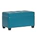 OSP Home Furnishings Metro Tufted Rectangular Storage Ottoman with Padded Upholstery and Soft Closing Hinges, Blue Vinyl