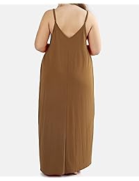 Yskkt - Vestido largo de verano para mujer, sin mangas, con bolsillos