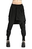 ELLAZHU Women Winter Thick Elastic Waist Solid Harem Pants Onesize GY696