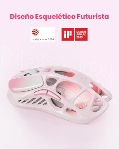 GravaStar Mercury M1 Pro Wireless Gaming Mouse 4K Hz, Magnesium Alloy Ultralight Gaming Mouse, PAW3395 Sensor, 26000 dpi, RGB, 5 Programmable Buttons (Pink Gradient)
