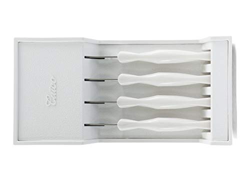Cutco Knives With Micro Fiber Polishing Cloth. 4-Piece Table Knives (1759) Set, Pearl Handle, with Tray (1745)