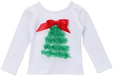 Royal Gem Little Girls Green Red Ribbon Trim Christmas Tree Applique Top 2T/4T