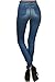 Happy Leggings Distressed Jean Sublimation Printed Fleece-Lined Leggings with Back Pockets, S/M Denim Blue