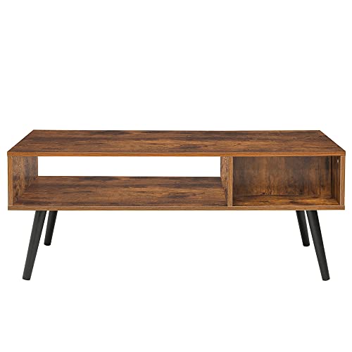 Iwell Mid Century Coffee Table with Drawer and Storage Shelf for Living