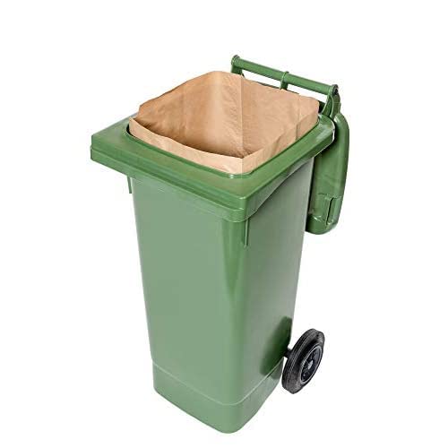 bioMat 120l Compostable Paper Bin Bags made from Kraft Paper, 25 Biodegradable Bin Liners for Food Waste, 1-Ply, Tear-Resistant & Wet-Resistant, Brown