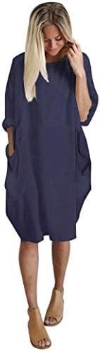 Womens Casual Plus Size Loose Pocket Tunic Dress Crew Neck Long Sleeve Harem Jumpsuit