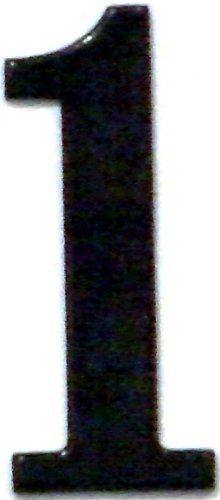 Fancy Black Reflective Mailbox or House Number - 1 - Size 4" - (select size (2"- 6") and digit (0-9) below) - Thick, Die-cut Exterior Grade Gasket-like PVC - not Metal or Rigid Plastic