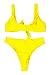 QINSEN Women Sexy Knotted Front Cropped Top Bikini Sets Thong Swimsuit Yellow S