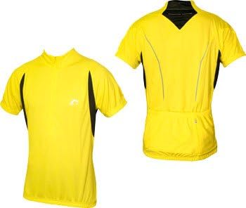 More Mile Short Sleeve Mens Cycling Jersey Yellow Half Zip Bike Cycle Ride Top
