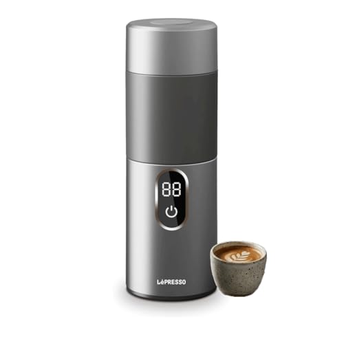 Lepresso MokaRise Electric Portable Mocha Maker, 130-150mL Moka Machine, Digital Interface, Dual AC/DC Power Mokka Maker, Mocha Pot, Suitable for Daily use at Home or for Camping