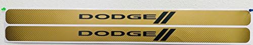Dodge Challenger Gold Vinyl Carbon Fiber Decal Door Sill Protectors