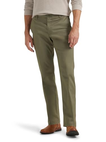 Lee Men's Extreme Motion Flat Front Slim Straight Pant Muted Olive 32W x 34L