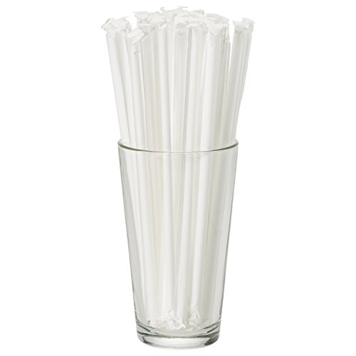 DuraHome Black Plastic Straws Individually Wrapped 1000 Pack 8 inch