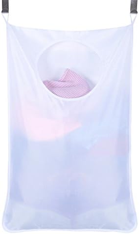 Space Saving Door-Hanging and Wall-Hanging Foldable Canvas Hanging Laundry Bag for Dirty Clothes, Dorms, Travel, Storage with 2 Stainless Steel Hooks +2 Sucker Hooks
