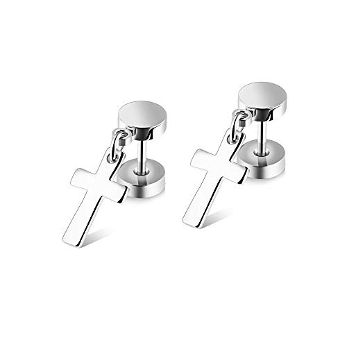 18G Barbell Cross Drop Stainless Steel Stud