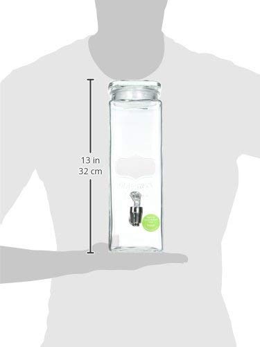 Circleware-Tall-Square-Mason-Jar-Glass-Chalkboard-Beverage-Dispenser-New-Fun-Party-Home-Entertainment-Glassware-Water-Pitcher-for-Juice-Beer-Punch-Iced-Tea-Cold-Drinks-25-Quarts-Silver