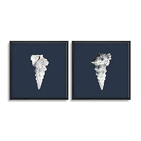 2 Piece Framed Canvas Wall Art for Living Room, Bedroom Conch Theme Canvas Prints for Home Decoration Ready to Hang - 16"x16"x2 Panels