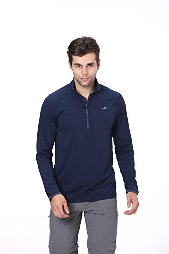 Trailside Supply Co. Men's Long-Sleeve Henley Shirt Hiking Shirt with Zipper Navy Size Large