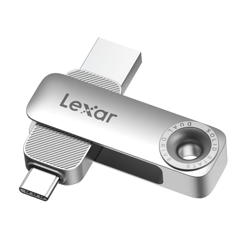 Lexar D50E 512GB Solid State Dual Drive, USB-Stick mit bis zu 400 MB/s Lesegeschwindigkeit, 400 MB/s Schreibgeschwindigkeit, USB-C & USB-A Port, Metal
