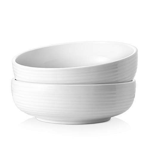 DOWAN Serving Salad Bowls, 80 Ounces Large Ceramic Soup Bowl, White