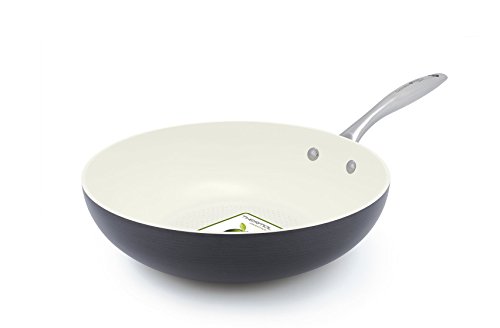 UPC 885837005004, GreenPan Lima 3D I Love Fish &amp; Veggies 11 Inch Hard Anodized Non-Stick Dishwasher Safe Ceramic Wok