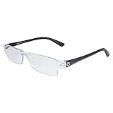 Rimless Computer Reading Glasses With Half Frame - Blue Light Blocking Lenses With Anti Reflective and Anti-Glare Coating - +200 Prescription Strength - Bonus Clear Case - by Optix 55