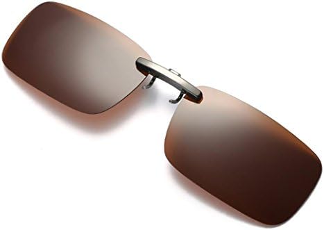 Rosiest Eyewear On Sale, Detachable Night Vision Lens Driving Metal Polarized Clip On Glasses Sunglasses Lens Neutral Large Frame Side Shades Glasses (Coffee)