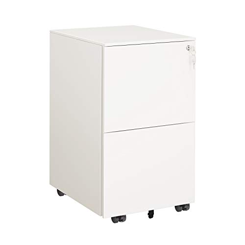 Devaise 2 Drawer Mobile File Cabinet With Lock Metal Filing Cabinet For Legal Letter A4 Size Fully Assembled Except Wheels White On Galleon Philippines