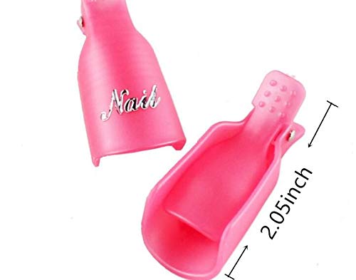 10pc Acrylic Nail Art Gel Nail Polish Remover Clips for Fingernail Removal Soak Off Clips Wrap Cleaner Cap Clip (Pink)