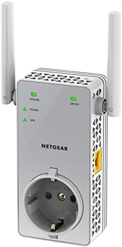 Netgear-EX3800-Repetidor-WiFi-AC750-amplificador-WiFi-doble-banda-toma-de-enchufe-puerto-LAN-Gigabit-compatibilidad-universal-GrisBlanco-AC750-enchufe