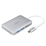 AUKEY USB-C Hub with HDMI, SD & microSD Card Reader, Dual USB 3.0 Ports, USB 2.0 Port and USB-C Power Delivery Charging Throughput for New MacBook Pro