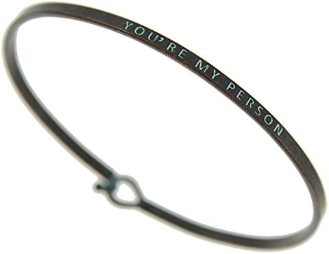 Story Collection Women's -You're My Person- 3mm Message Silver Plated Brass Bangle Bracelets