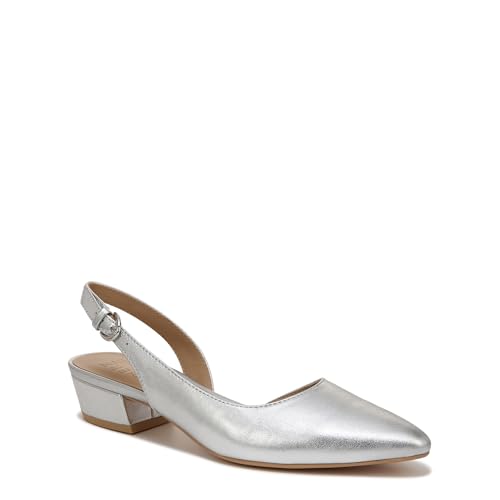 Naturalizer Womens Banks Pump Silver Metallic Leather 13 M