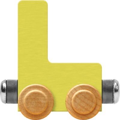 Maple Landmark NameTrain Pastel Letter Car L - Made in USA (Yellow)