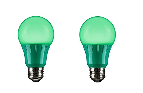 Sunlite 80146 Green LED A19 3 Watt Medium Base 120 Volt UL Listed LED Light Bulb, last 25,000 Hours (Pack)