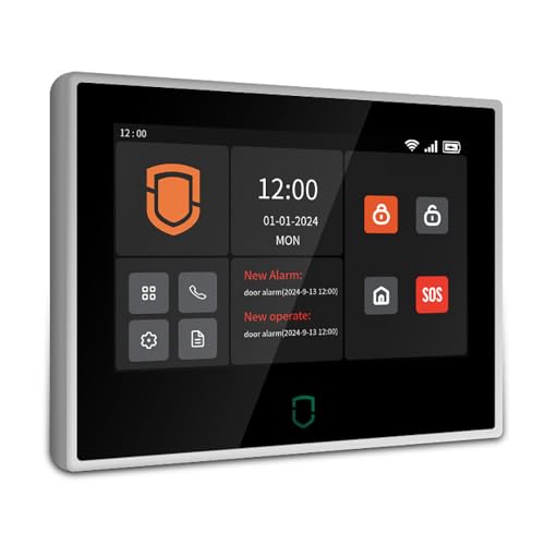 Wolf Guard Home Home Alarm with 7 Inch Touch Screen, 4G Smart Security System + WiFi App Tuya with Outdoor Solar Siren 110dB, Motion Detector (WT4F-W06)