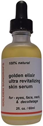 GOLDEN ELIXIR ULTRA REVITALIZING SKIN SERUM, FOR EYES, FACE, NECK, DECOLLETAGE, 100% NATURAL, RICH IN VITAMINS, MINERALS, PROTEINS, OMEGA 3 & OMEGA 6 FATTY ACIDS, HEALING AND REJUVENATING OILS AND EXTRACTS, REDUCES AND PREVENTS WRINKLES CAUSED BY DEHYDRATION AND GENERAL AGING, IN TWO SIZES, 1FL OZ / 30ML, AND 2FL / 60ML, MADE IN THE USA, (2FL OZ / 60 ML).