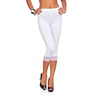 Futuro Fashion Cropped 3/4 Lenght Cotton Leggings With Lace All Colours & All Sizes