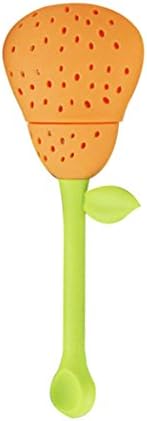 Ocathnon Tea Infuser - Long Handled Silicone Tea Strainer - Loose Tea Steeper Food Safe Silicone (Orange)