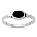 Women's Simple Simulated Black Onyx Unique Ring New .925 Sterling Silver Band Size 10