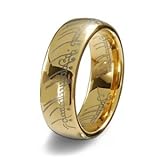Gold Plated 18k Elvish Script Tungsten Carbide Unisex Laser-etched Wedding Ring Band- 7mm (11)
