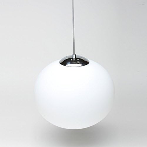 E27 Globe Pendant Brushed Steel Lamp Shade Opal White Glass Globe Pendant Ceiling Light (20cm)
