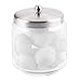 iDesign Forma Glass Bathroom Vanity Glass Apothecary Jar with Lid for Cotton Balls, Swabs, Cosmetic Pads, Candy, 3.5