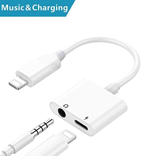 Pilloit Headphone splitter Jack Adapter Cable Car Accessories Aux Audio mm Adapter[Charger and Music]Compatible for iPhone7/plus 8/plus X Connector Earphone 2 in 1 Dongle Converter Support for iOS 11