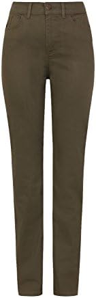 Ex High Street Brand Ladies Straight Leg Jeans - Mid Rise Cotton Denim with Added Stretch | Fashion Apparel for Women Dark Khaki