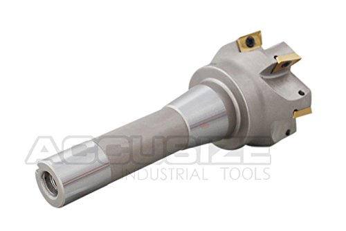 Accusize Industrial Tools 2-1/2'' Cutting Diameter by 6-1/8'' Oal 90 Degree R8 Shank Indexable End Mill with 6 Apkt1604 Carbide Inserts, 0028-6907